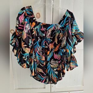 Terra & Sky 0X Floral Ruffle Women's Top